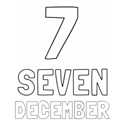 Online Created Coloring Page - DECEMBER Coloring Page and Coloring of the Number Seven (7) with the Written Name