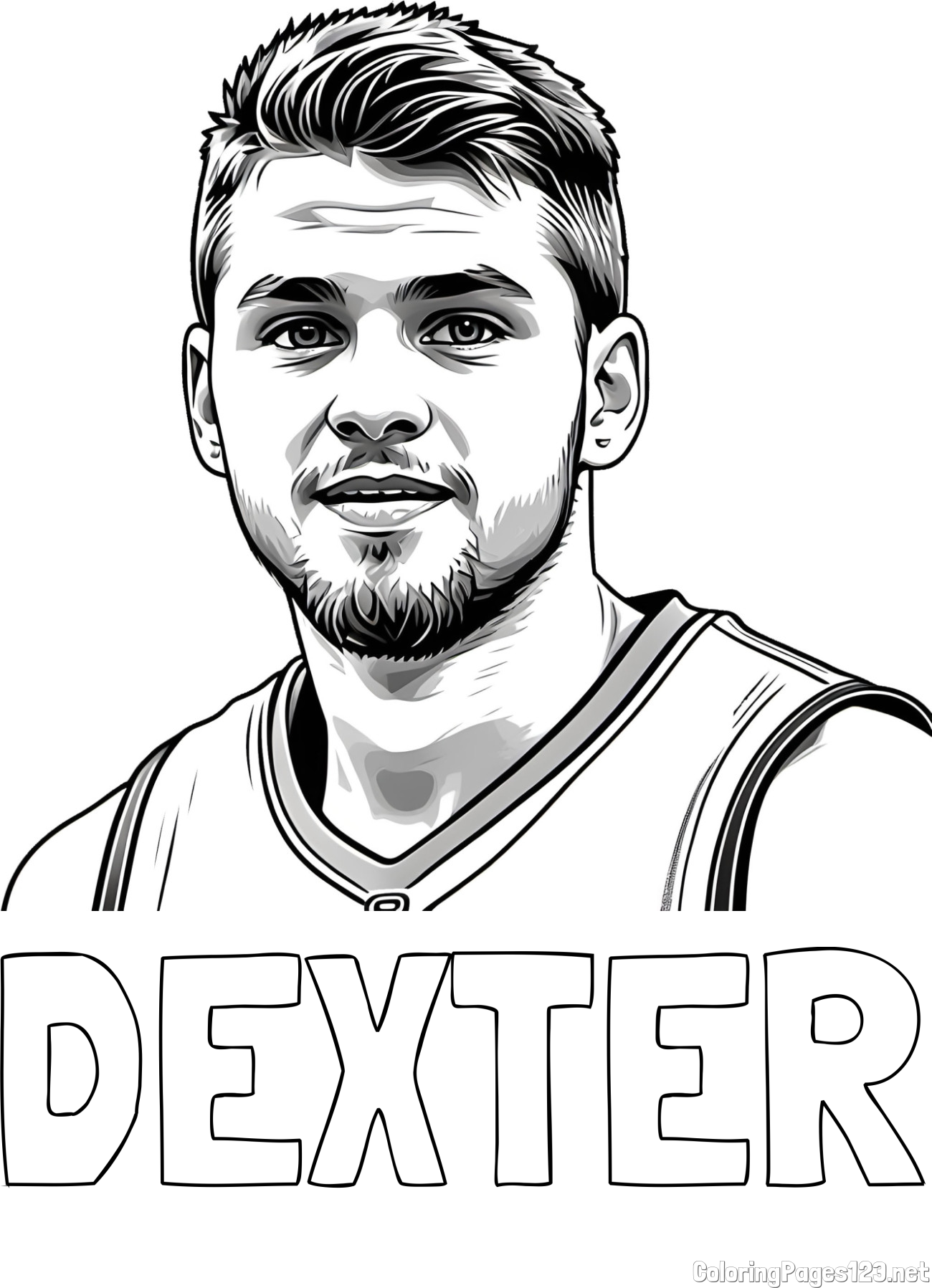 DEXTER Coloring Page and Basketball Player Coloring Page