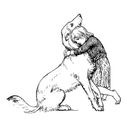 Coloring Page of an Adorable Dog Being Embraced by a Little Girl