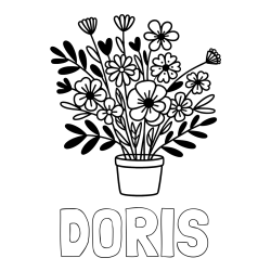 DORIS Coloring Page alongside Easy Flower Bouquet Coloring Page