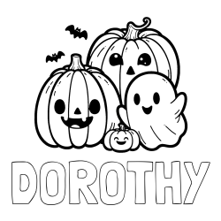 Online Created Coloring Page - DOROTHY Coloring Page and Halloween Pumpkin and Ghost Coloring Page