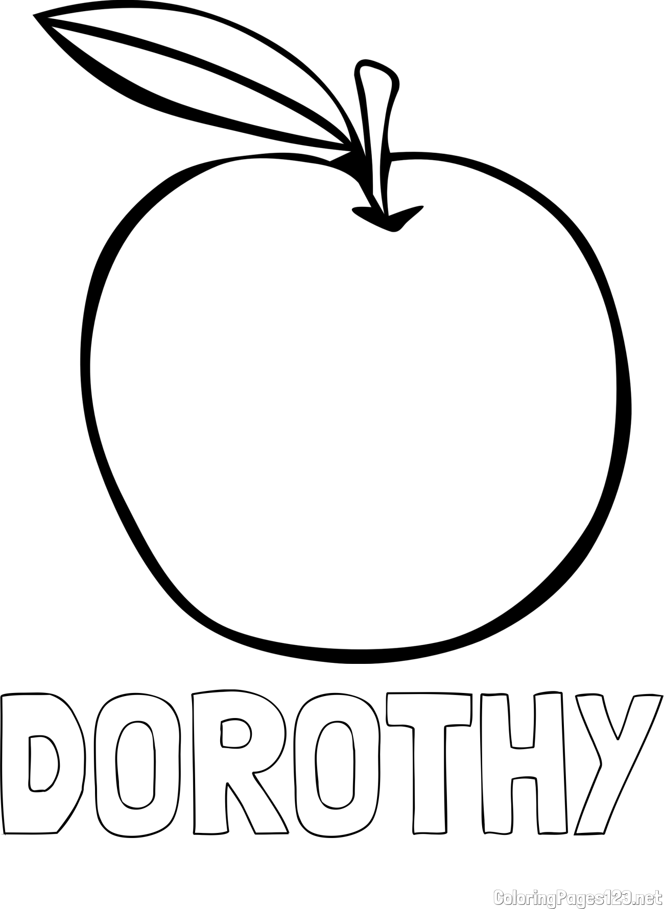 DOROTHY Coloring Page and Simple Apple Coloring Page