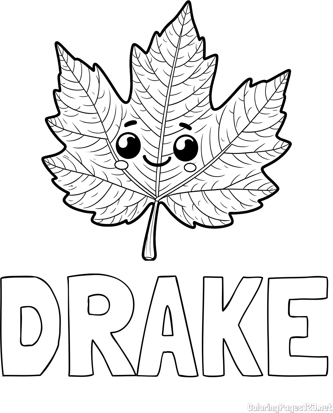 DRAKE Coloring Page and Smiling Leaf Coloring Page for Kids