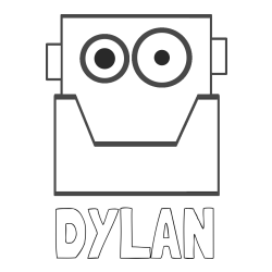 Online Created Coloring Page - DYLAN Coloring Page and Simple Robot Head Coloring Page