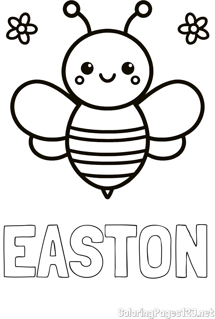 EASTON Coloring Page and Children's Bee Coloring Page