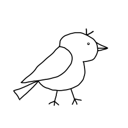 Easy Coloring Page of a Cute Bird