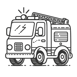 Easy Coloring Page of a Fire Truck