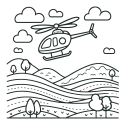 Easy Coloring Page of a Flying Helicopter