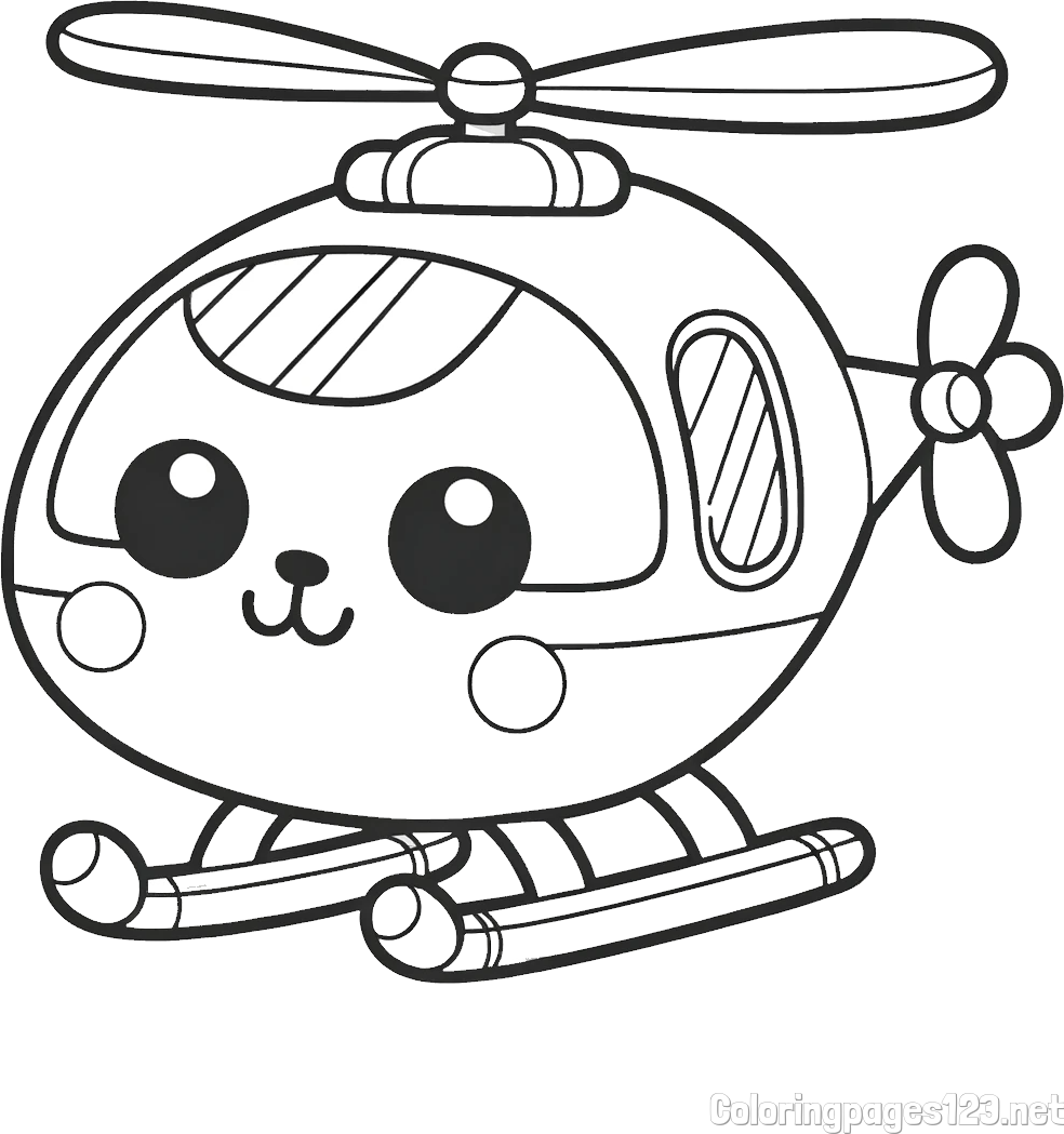 Easy Coloring Page of a Helicopter