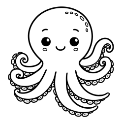 Easy Coloring Page of a Simple Octopus