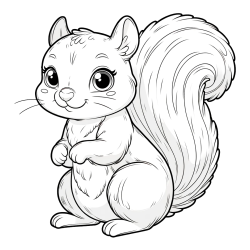 Easy Coloring Page of a Squirrel