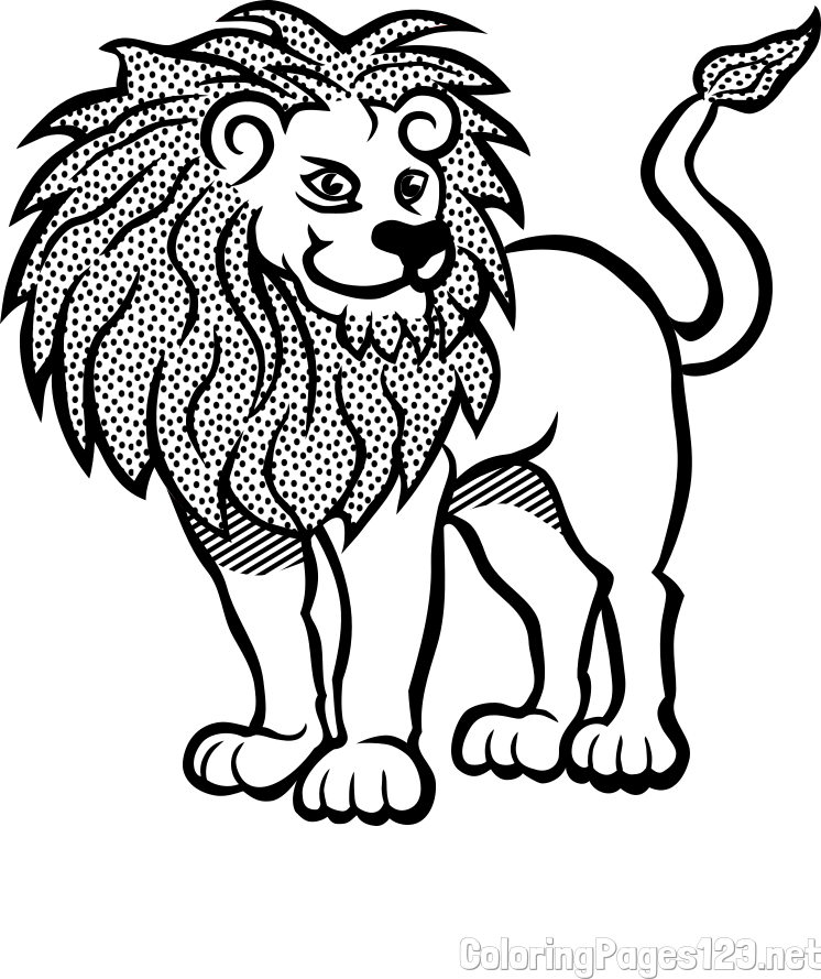 Easy Coloring Page of Smiling Lion