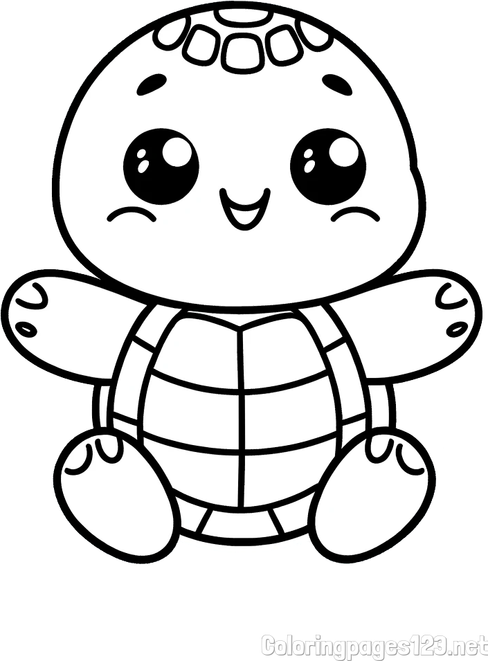 Easy Coloring Page of Turtle