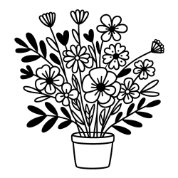 Easy Flower Bouquet Coloring Page
