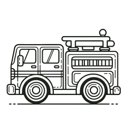 Easy Kids Coloring Page of a Fire Truck
