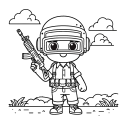 Easy PUBG Coloring Page
