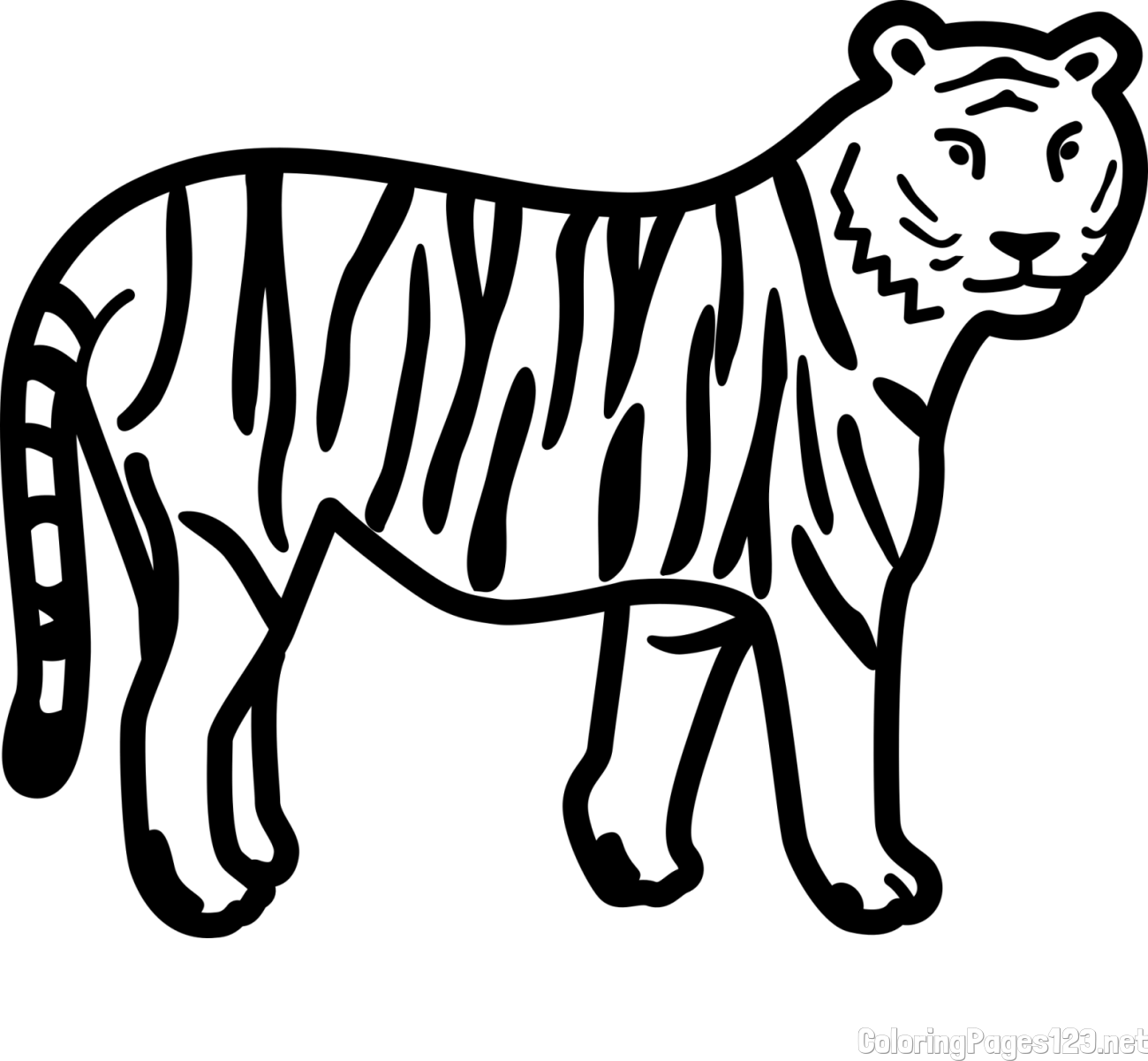 Easy Tiger Coloring Page