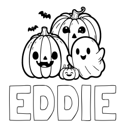 Online Created Coloring Page - EDDIE Coloring Page and Halloween Pumpkin and Ghost Coloring Page