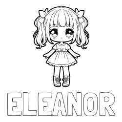 ELEANOR Coloring Page alongside Coloring Page of a Cute Anime Girl