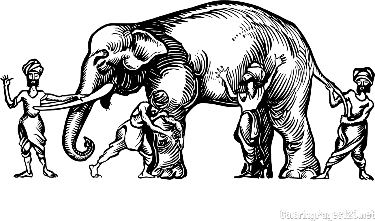 Elephant with Tusks Coloring Page