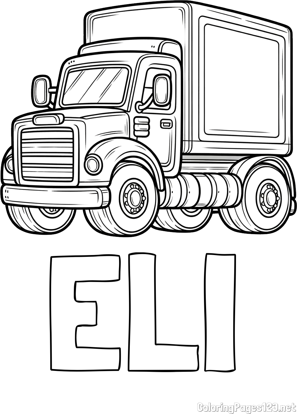 ELI Coloring Page and Big Truck Coloring Page
