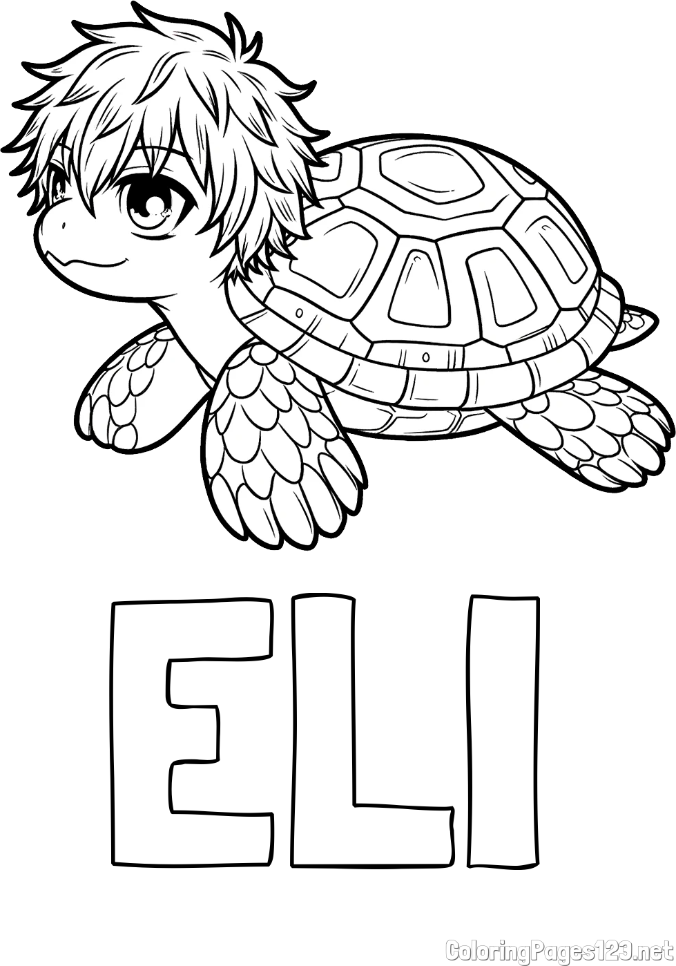 ELI Coloring Page and Coloring Page of Anime Turtle