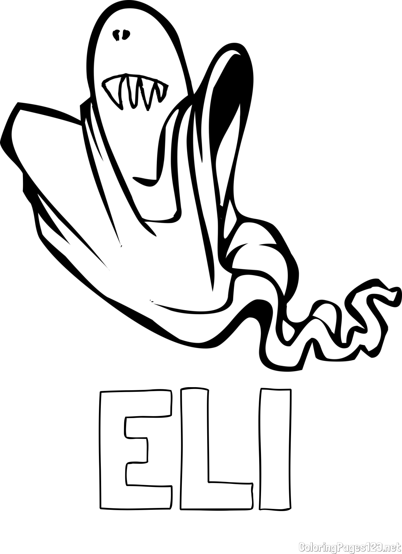 ELI Coloring Page and Funny Ghost Coloring Page for Kids