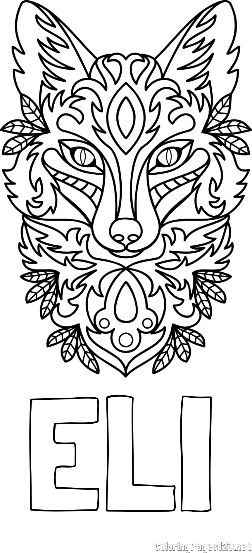 ELI Coloring Page and Wolf Mandala Coloring Page