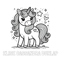 ELISE CASSANDRA DUNLAP Coloring Page and Cute Unicorn Coloring Page
