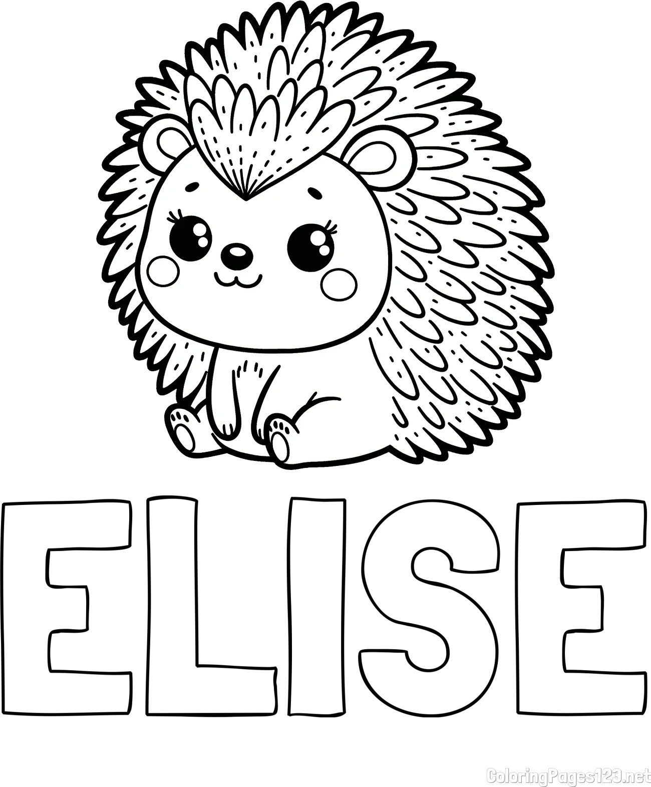 ELISE Coloring Page alongside Cute Hedgehog Coloring Page