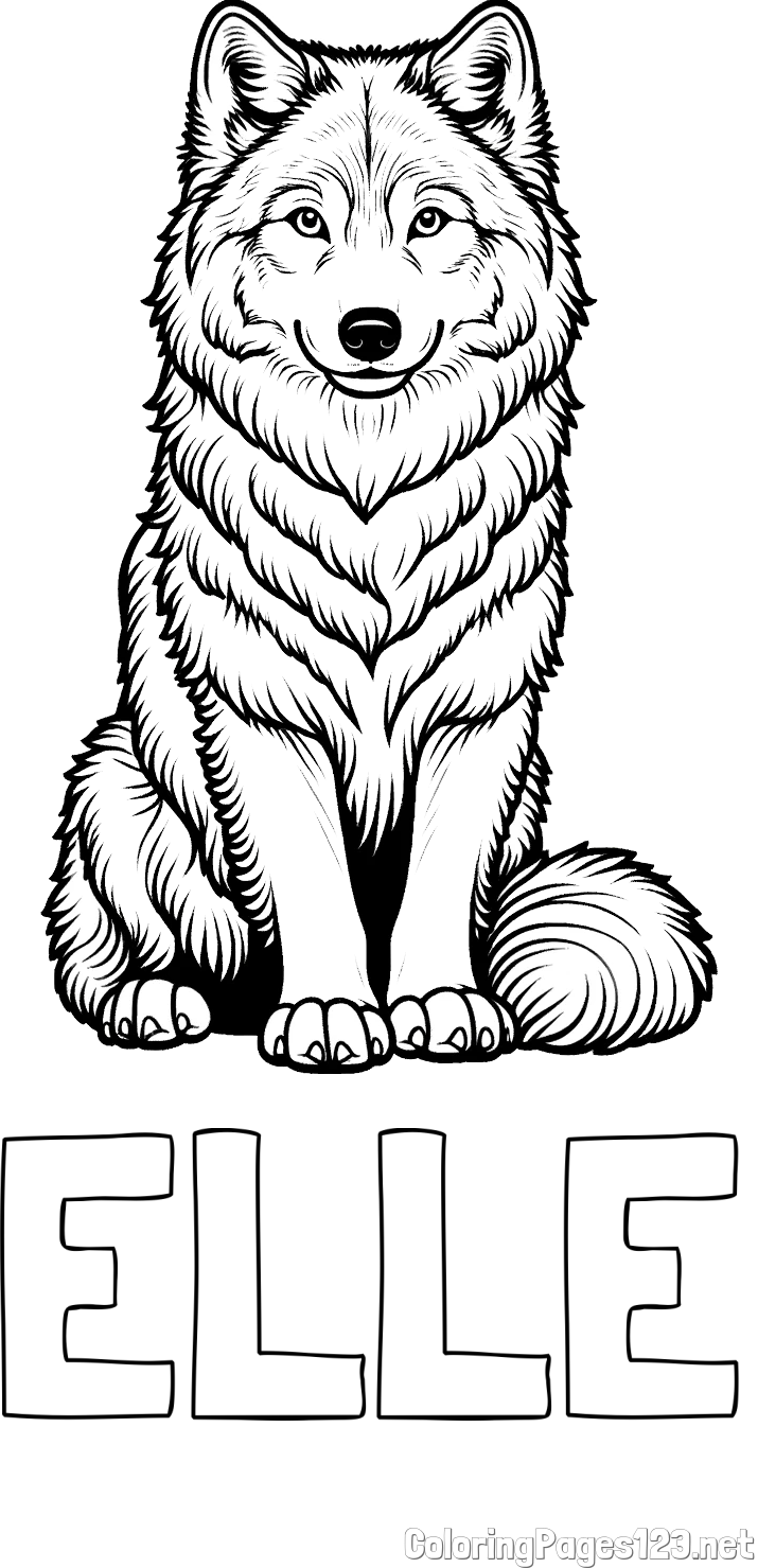 ELLE Coloring Page and Beautiful Wolf Coloring Page