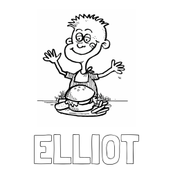 Online Created Coloring Page - ELLIOT Coloring Page alongside Child Eating a Hamburger Coloring Page -