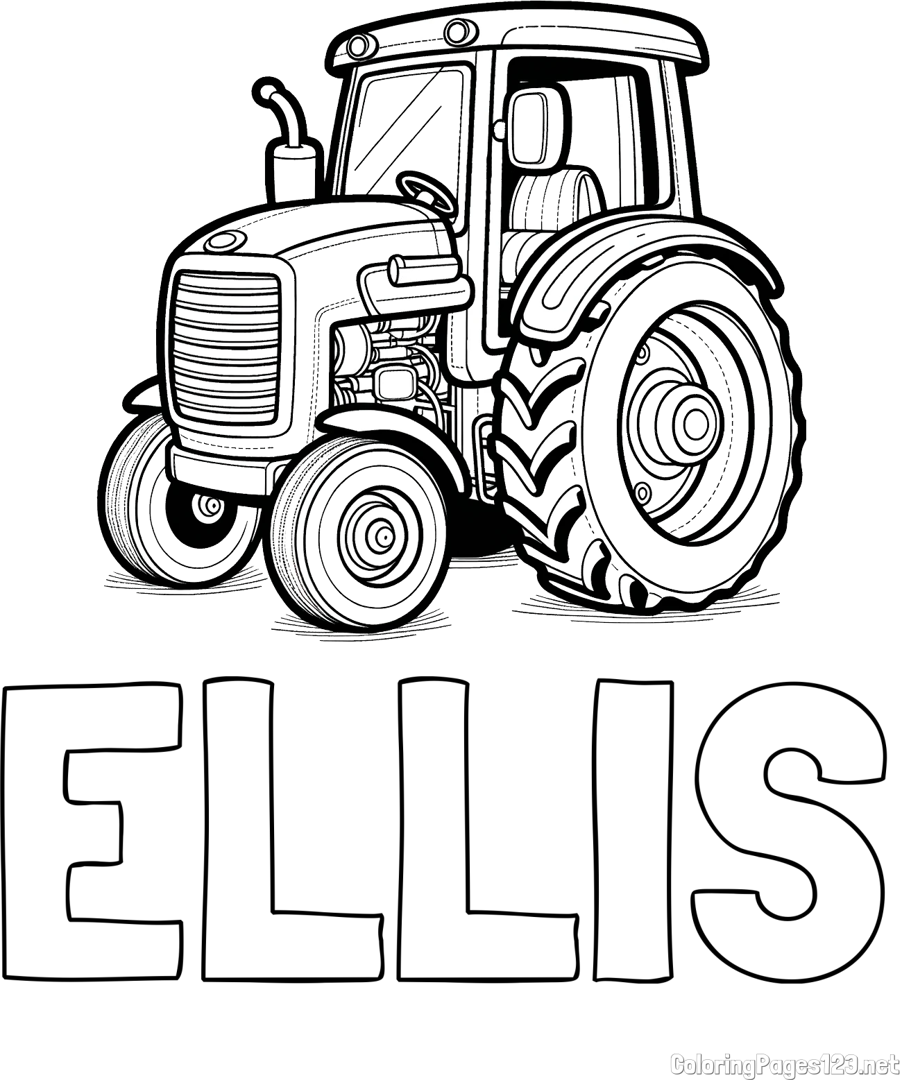 ELLIS Coloring Page and Tractor Coloring Page - Realistic and Beautiful