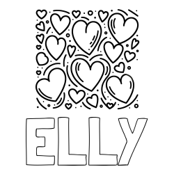 Online Created Coloring Page - ELLY Coloring Page and Free Printable Coloring Page of Hearts