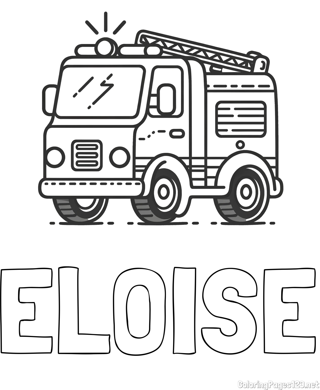 ELOISE Coloring Page and Easy Coloring Page of a Fire Truck