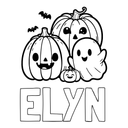 Online Created Coloring Page - ELYN Coloring Page and Halloween Pumpkin and Ghost Coloring Page