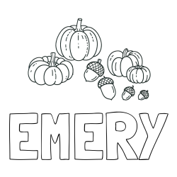 Online Created Coloring Page - EMERY Coloring Page and Autumn Harvest Coloring Page - Acorns and Pumpkins