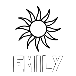 EMILY Coloring Page alongside Simple Sun Coloring Page for Kids