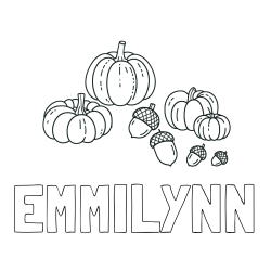Online Created Coloring Page - EMMILYNN Coloring Page and Autumn Harvest Coloring Page - Acorns and Pumpkins
