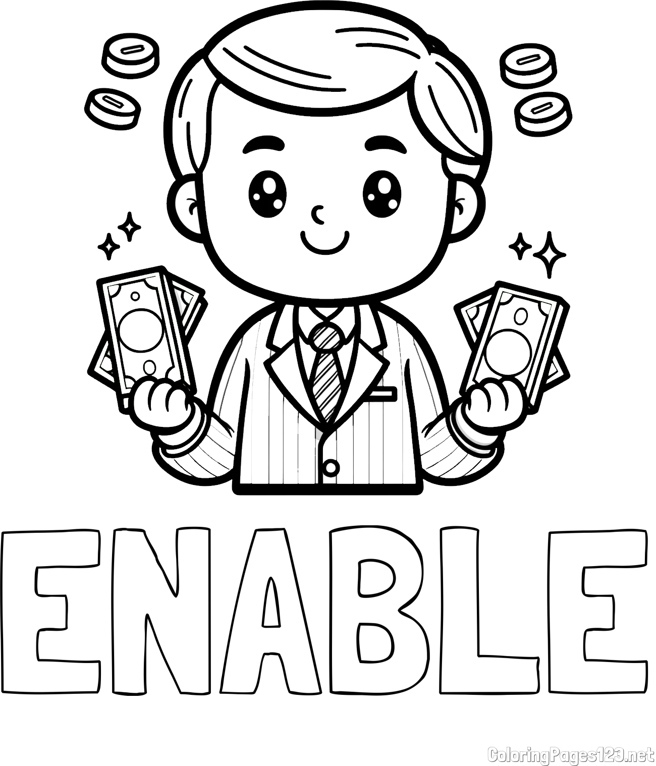 ENABLE Coloring Page and Coloring Page of a Banker