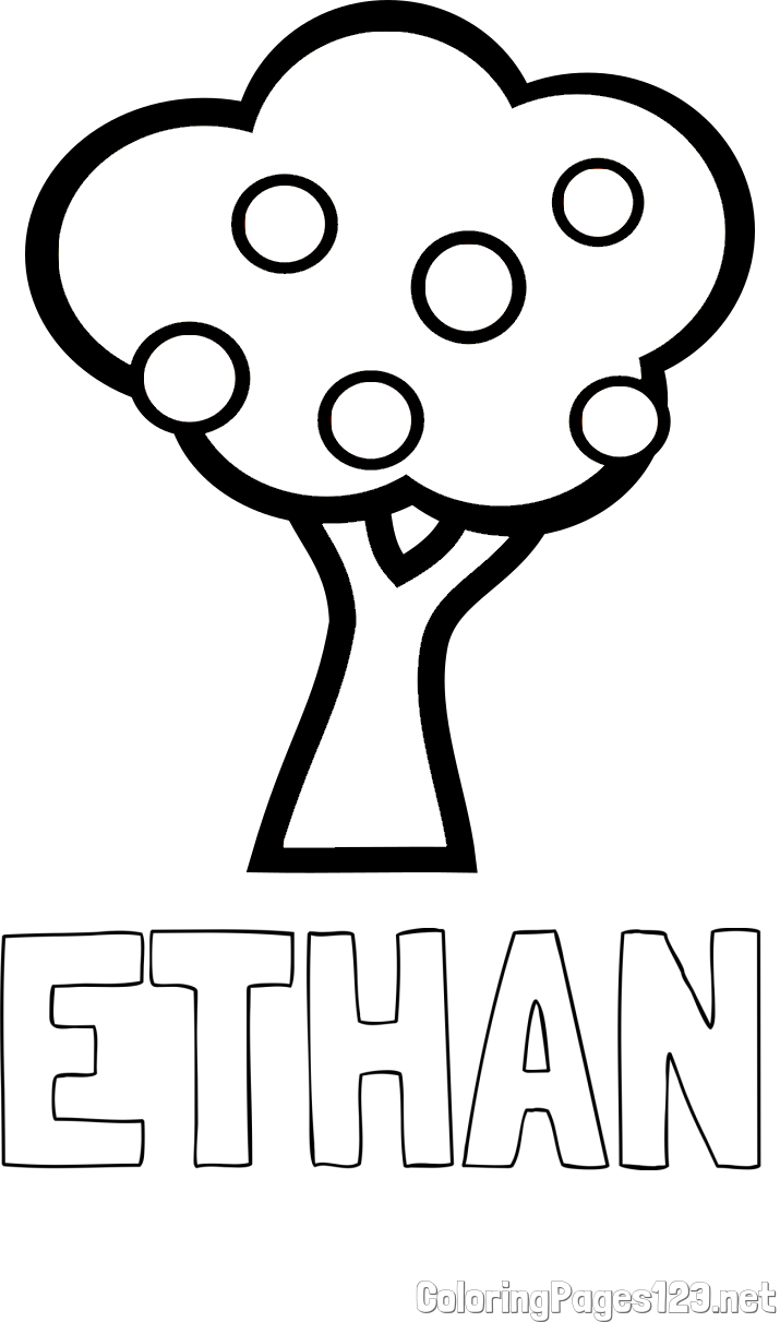 ETHAN Coloring Page and Apple Tree Coloring Page
