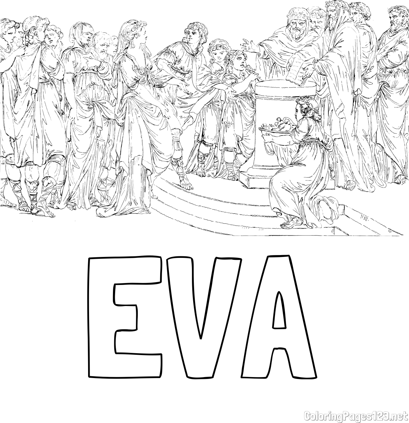 EVA Coloring Page and Adult Coloring Page of People