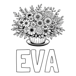 Online Created Coloring Page - EVA Coloring Page and Beautiful Bouquet of Flowers Coloring Page