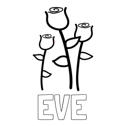 Online Created Coloring Page - EVE Coloring Page and Three Roses Coloring Page