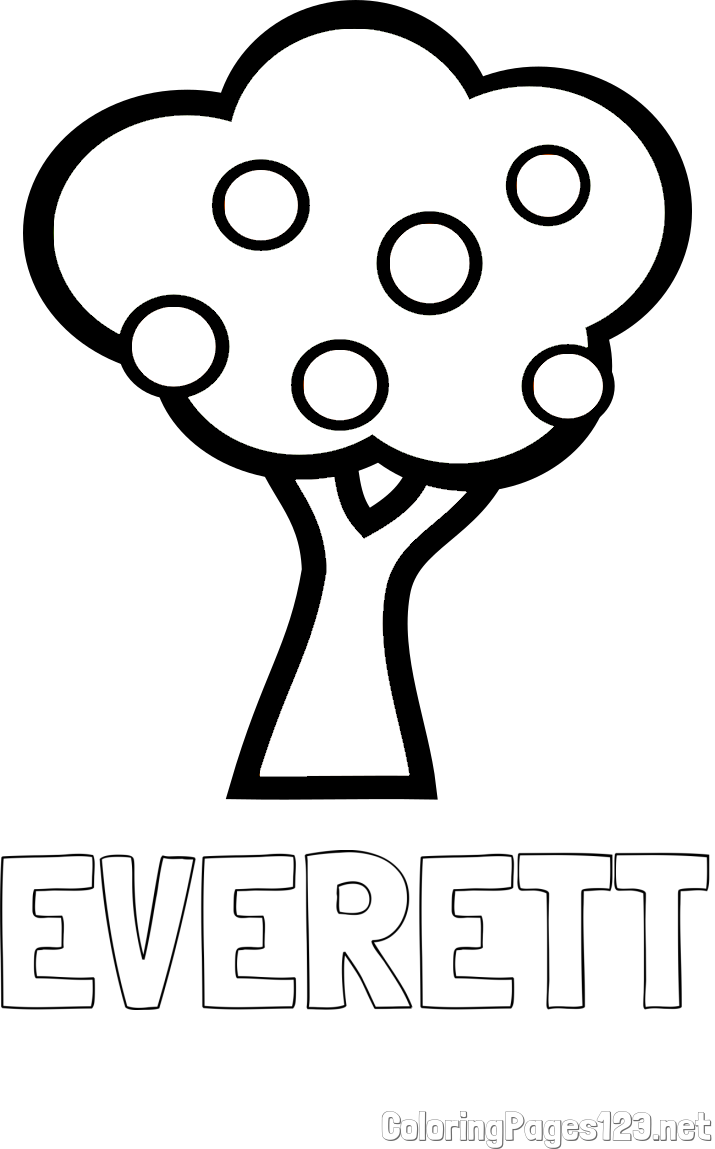 EVERETT Coloring Page and Apple Tree Coloring Page