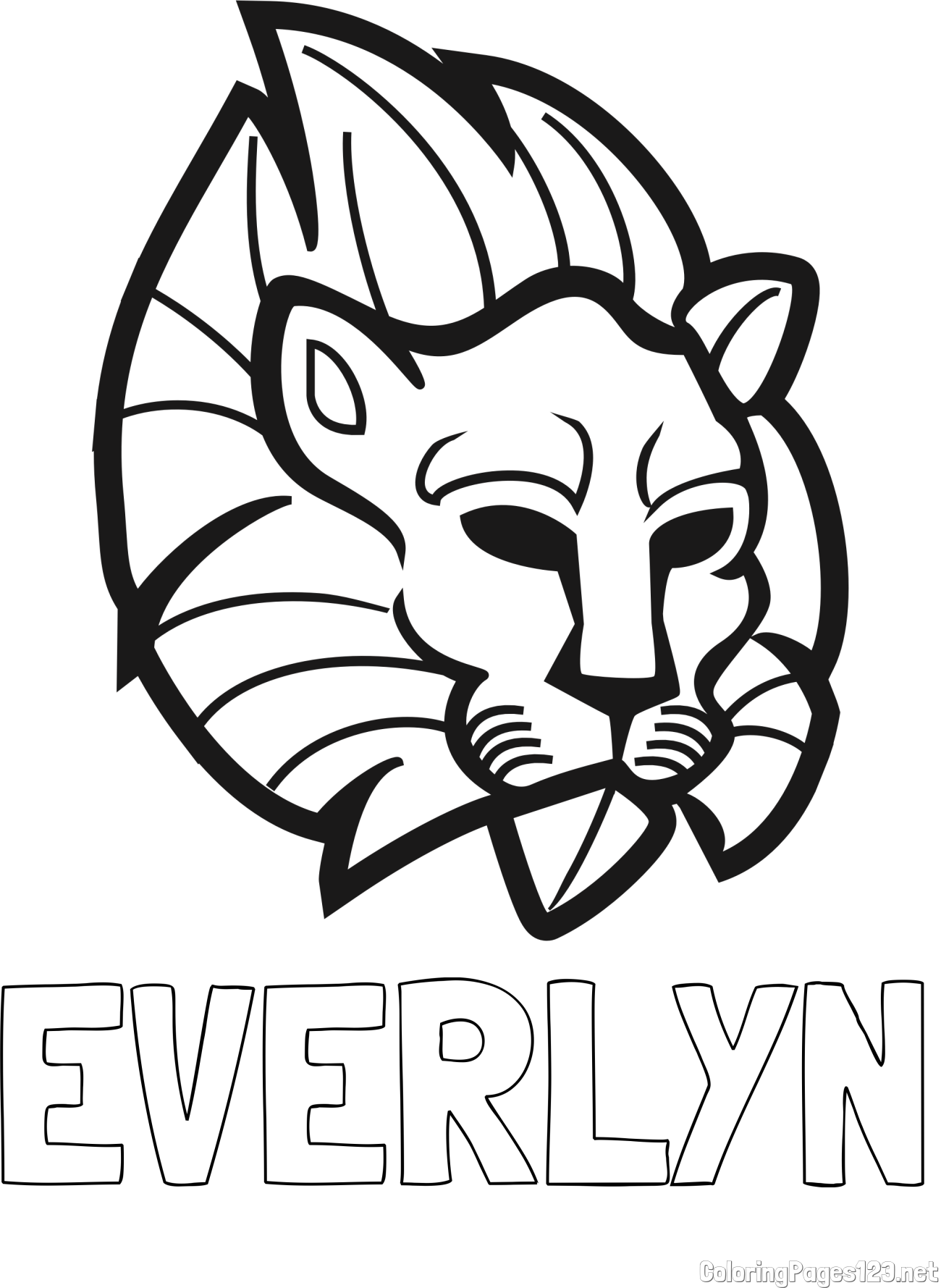 EVERLYN Coloring Page and Abstract Lion Face Coloring Page