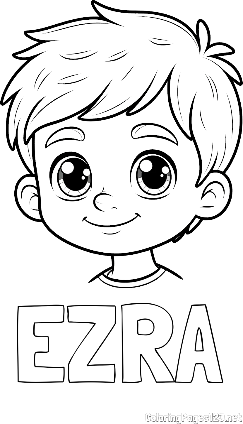 EZRA Coloring Page and Boy Face Coloring Page