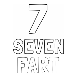 Online Created Coloring Page - FART Coloring Page and Coloring of the Number Seven (7) with the Written Name