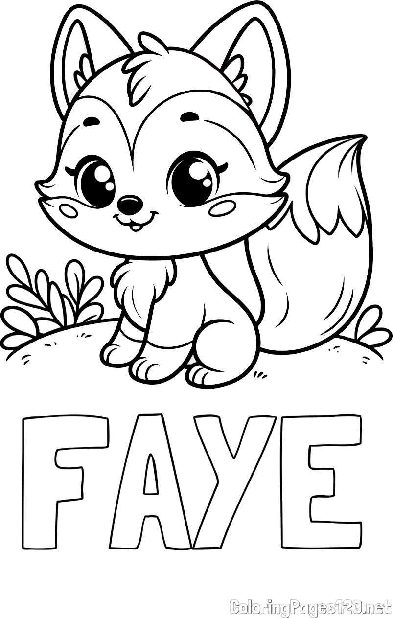FAYE Coloring Page and Cute Fox Coloring Page