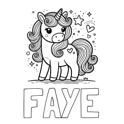 Online Created Coloring Page - FAYE Coloring Page and Cute Unicorn Coloring Page